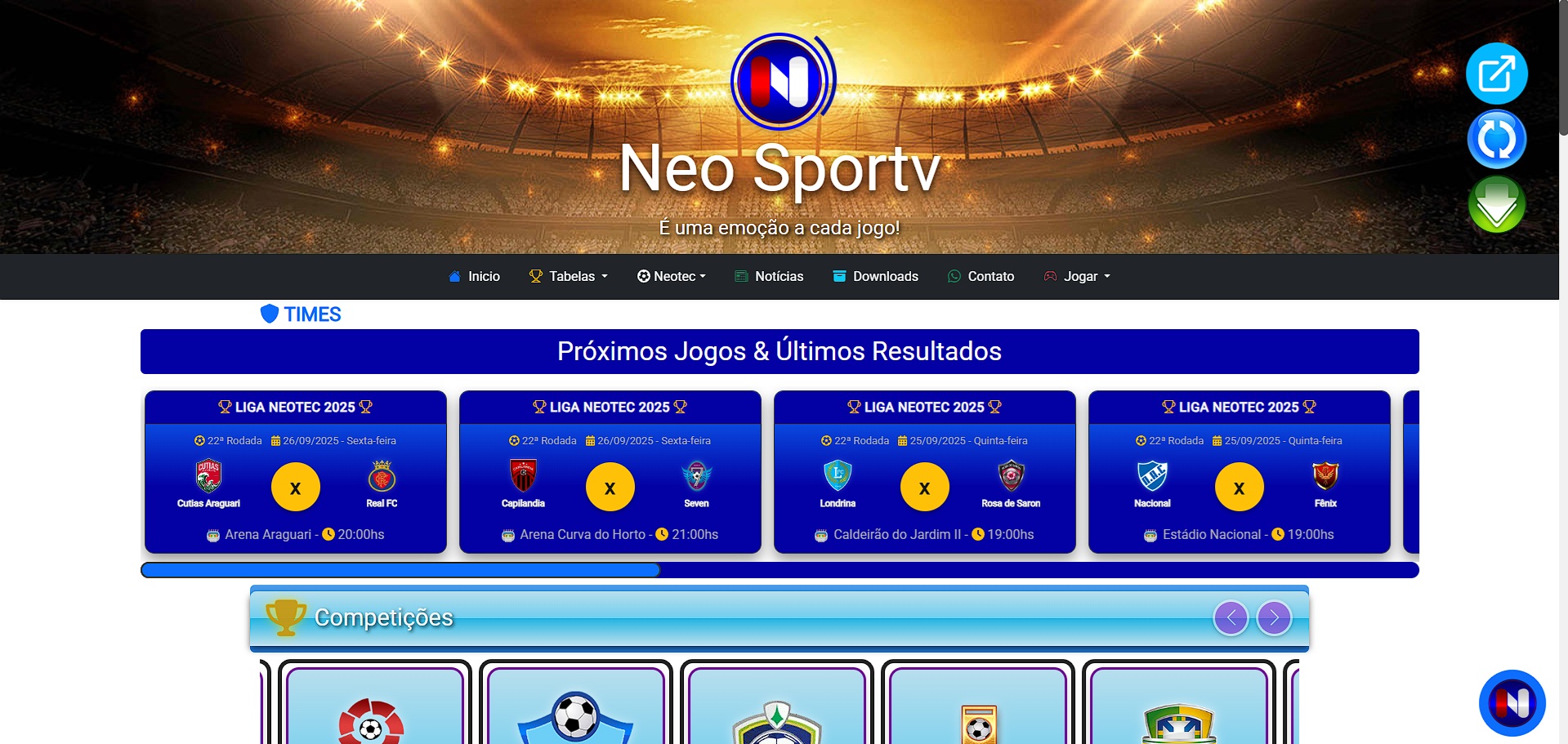 Screenshot do Site Associação Neosportv